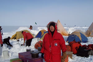 Carol at outdoor survival training in Antarctica